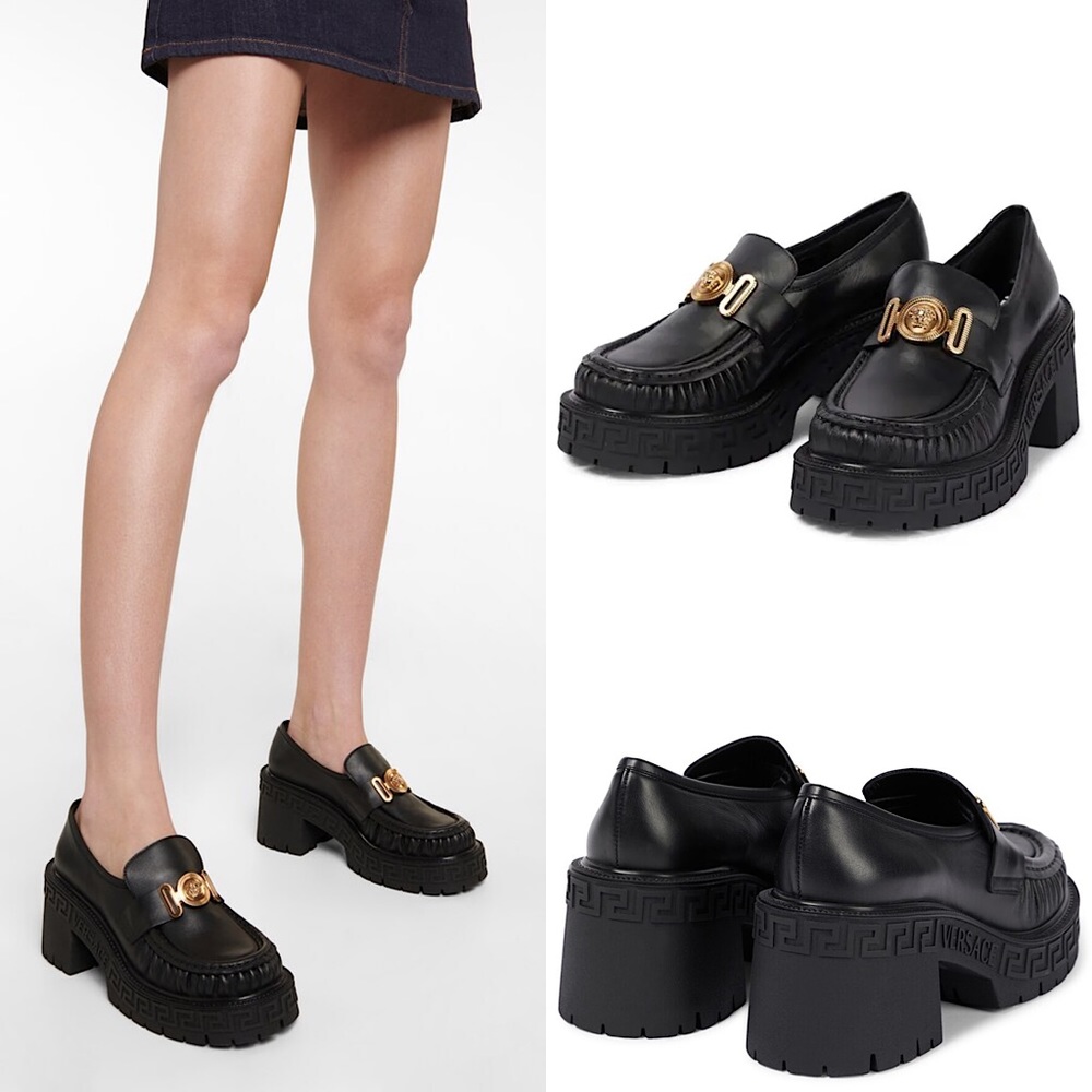 New VERSACE Medusa Biggie Leather Loafers - Black 40 $1,025